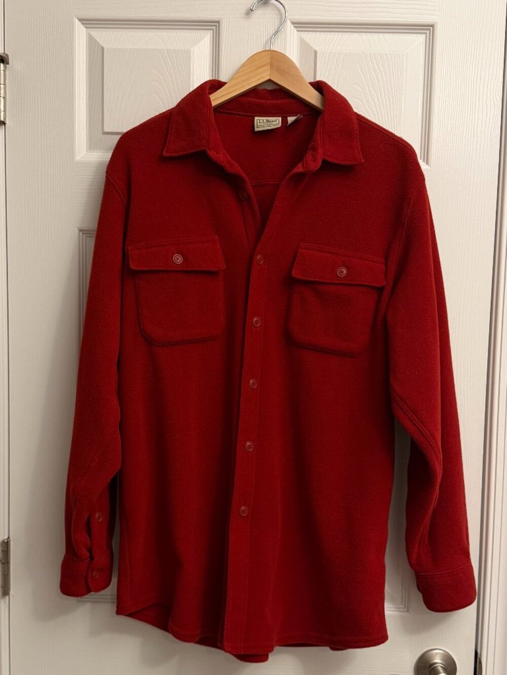 L.L. BEAN men's red heavy-weight fleece shirt (L-regular)